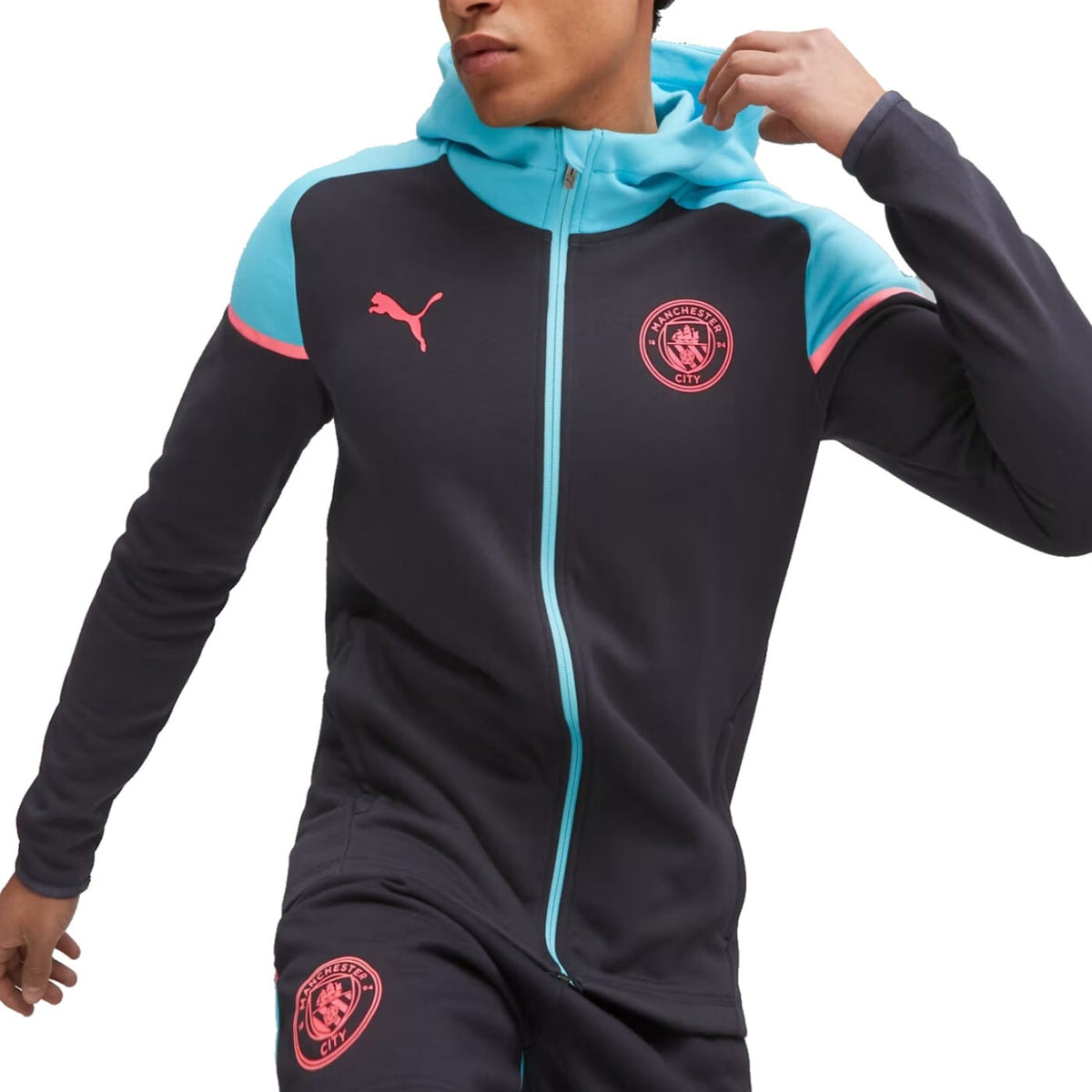 Survêtement de présentation décontracté à capuche noir Manchester City 2023/24 - Puma