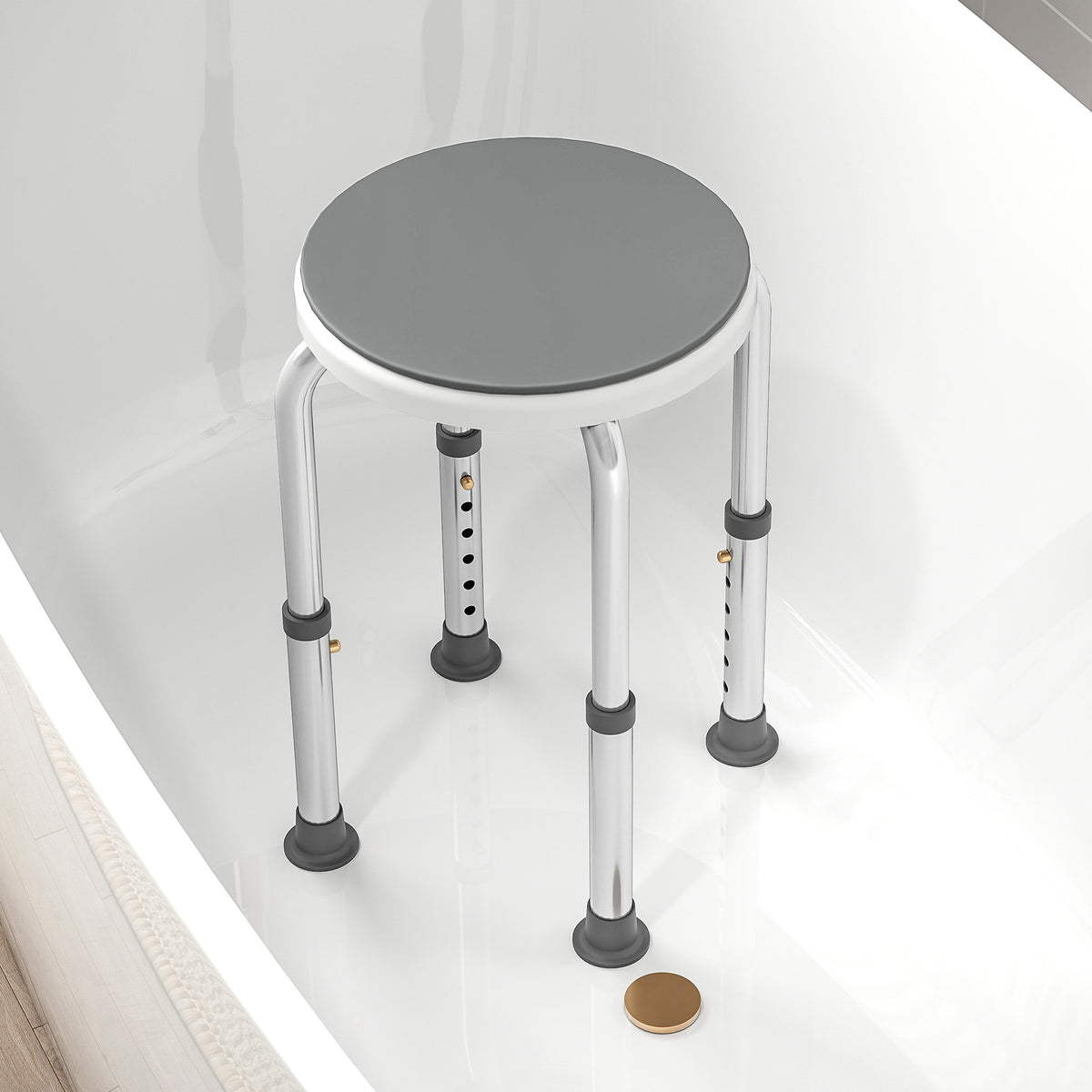 Banquette de douche siège de douche antidérapant banc de bain hauteur réglable pivotant à 360° en aluminium