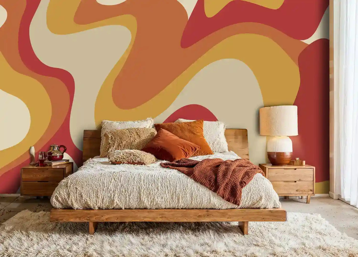 Retro Abstract Waves Wall Mural-0