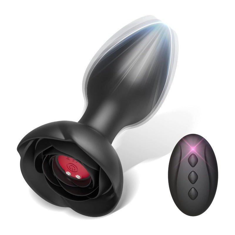 Rose Vibrating Butt Plug Remote Controlled-5
