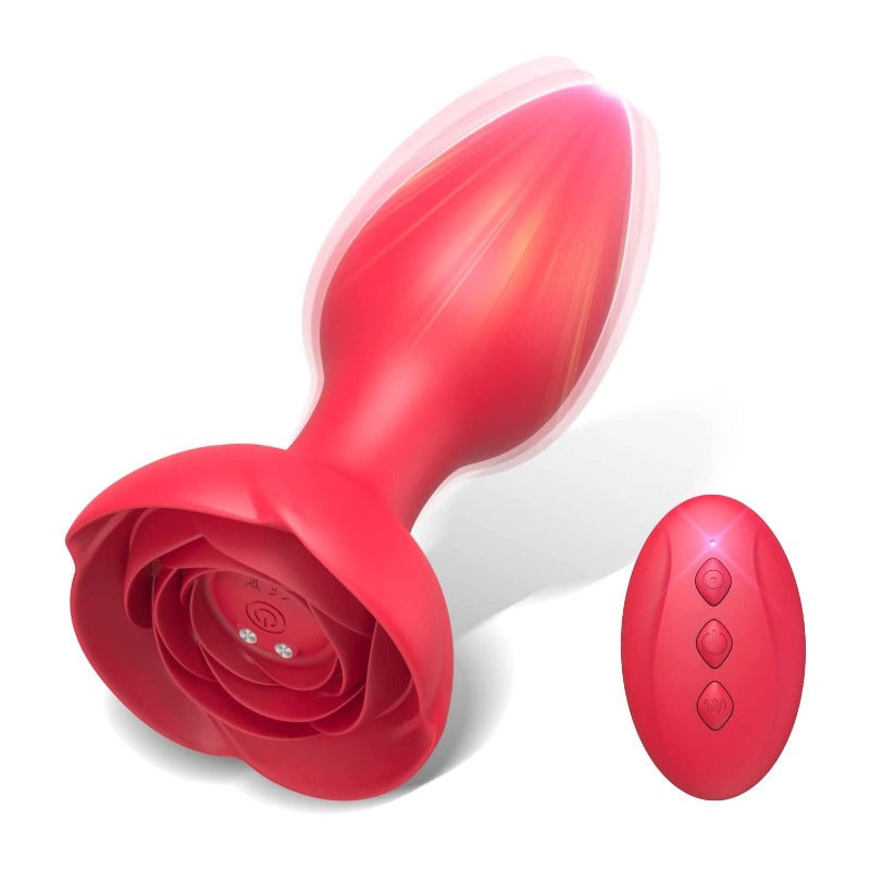 Rose Vibrating Butt Plug Remote Controlled-0