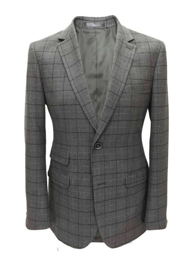Grey Check Tweed Blazer-0