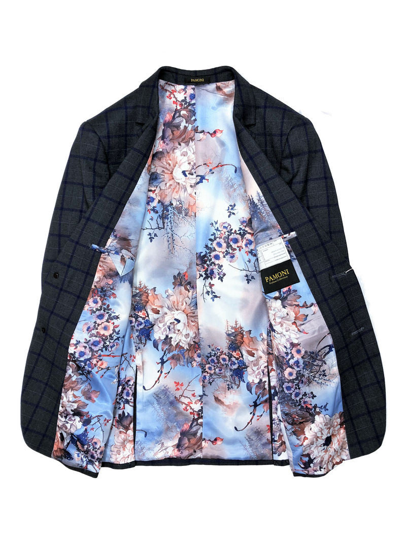 Grey W/ Blue Check Tweed Blazer W/ Matching Waistcoat-3