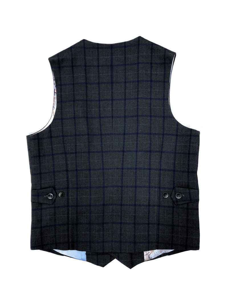 Grey W/ Blue Check Tweed Blazer W/ Matching Waistcoat-2