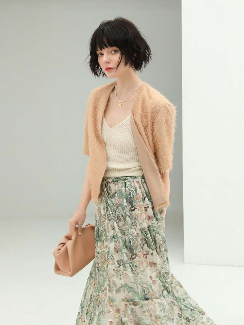 Blazer sans col orange chatoyant