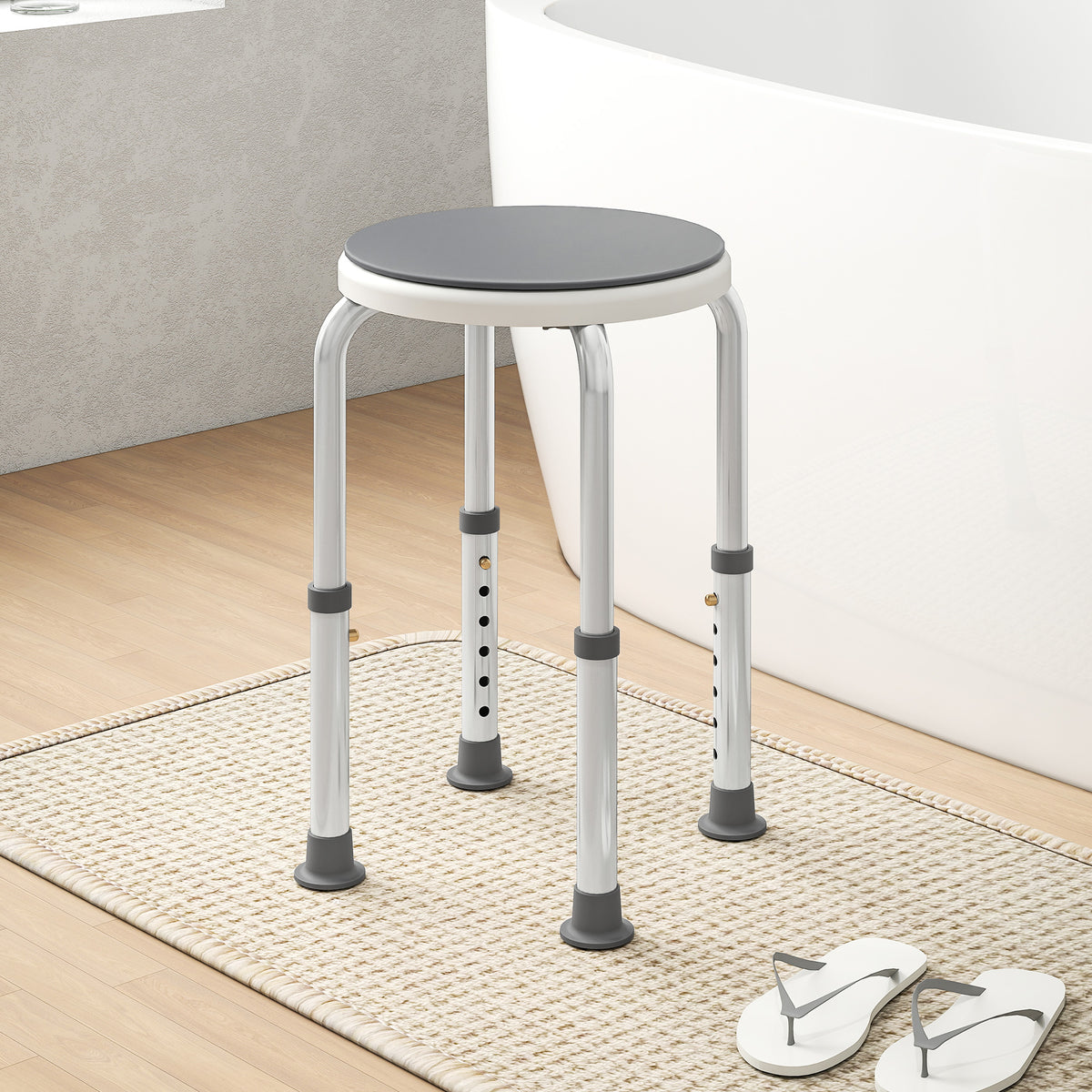Banquette de douche siège de douche antidérapant banc de bain hauteur réglable pivotant à 360° en aluminium