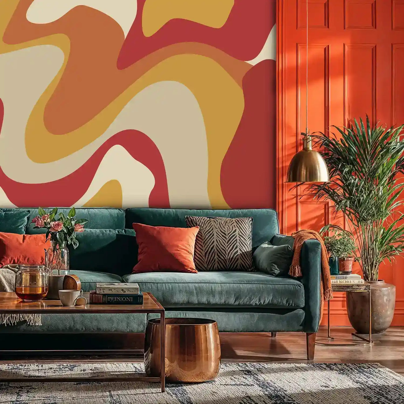 Retro Abstract Waves Wall Mural-4