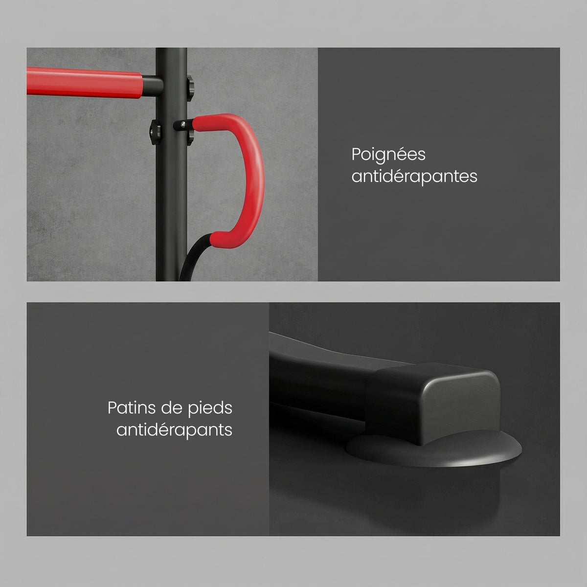 Station de musculation multifonctions barre de traction chaise romaine hauteur réglable acier noir rouge