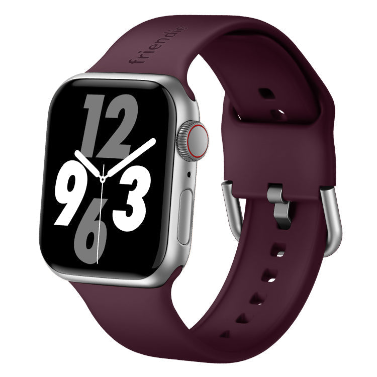 Bracelet en silicone bordeaux avec boucle moderne argentée - The Byron - Compatible avec Apple Watch de 38mm à 41mm
