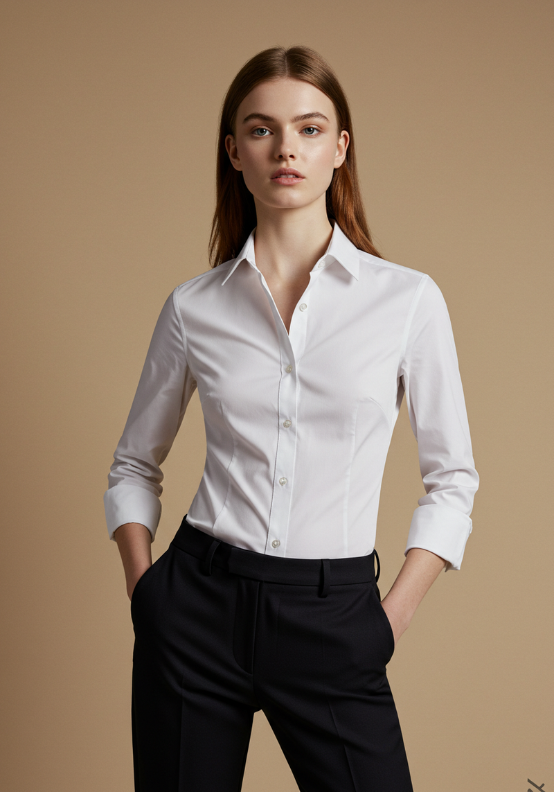 Chemise cintrée blanche classique pour femme