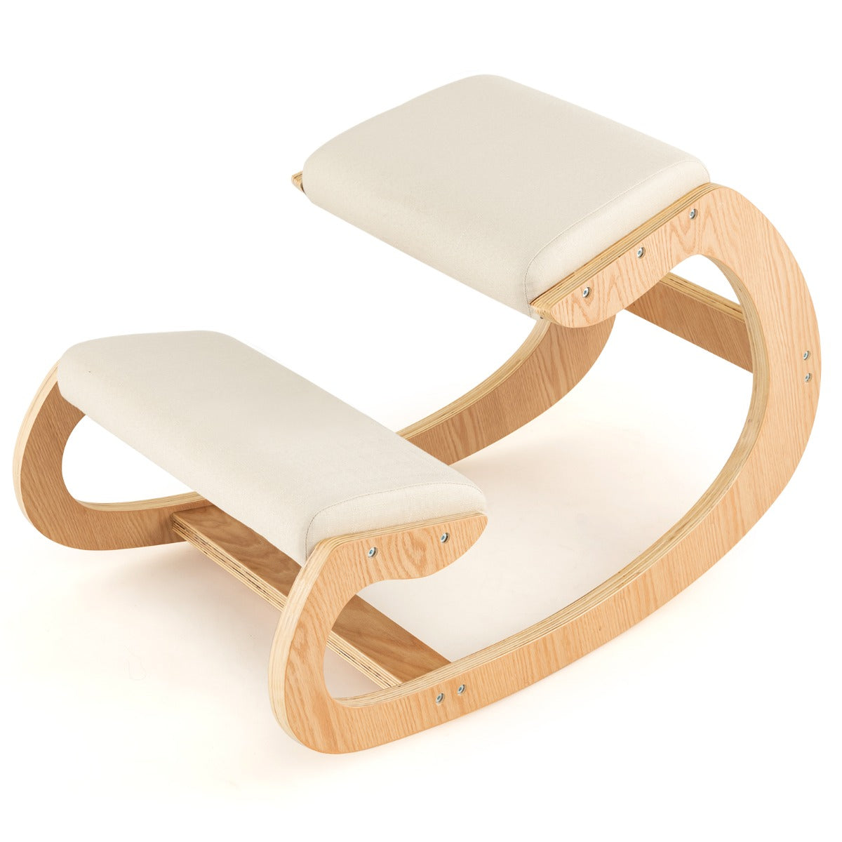 Chaise de Posture à Bascule NNECW en Bois avec Coussin Moelleux - Beige