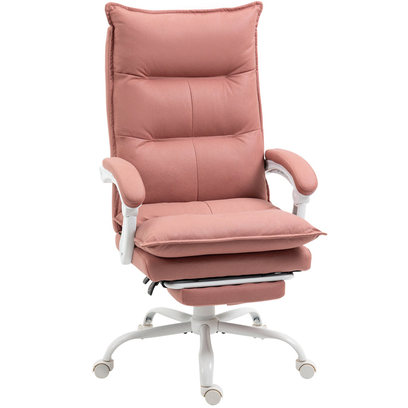 Fauteuil de bureau massant et chauffant, chaise de bureau, hauteur réglable, dossier inclinable, 66x74x121,5cm, rose